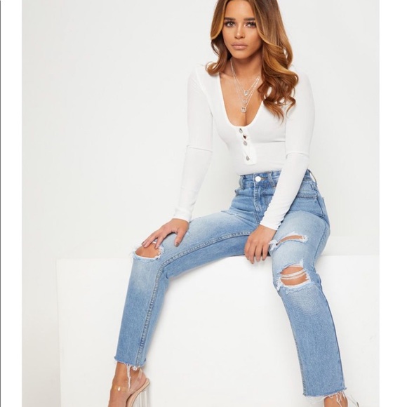 mom light wash jeans